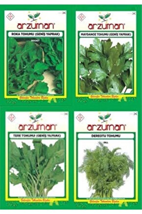 Bahceziraat Set3 Roka Maydonoz Tere Dere Otu Tohumları 4 Adet
