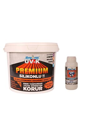 3 Kg Uv-k Premium Silikonlu Yalıtım Boyası Ve Silikokap 500 ml Şeffaf Izolasyon Çözüm Paketi