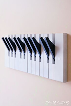 Dekoratif Ahşap 10 Tuşlu Piyano Elbise Askılık Enstrümantal Çok Amaçlı Piano Çanta Kapı Askı;15x38cm
