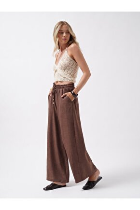 Aksesuar Detay Keten Pantolon