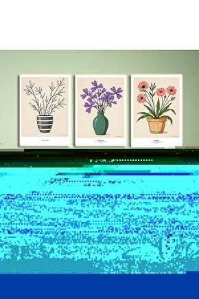 Matisse - Boho - Art Deco - Soyut - Doğa ( 3 lü Çerçevesiz ) Poster - Afiş - Tablo KR2C00283