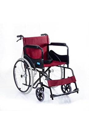 Ky809Bj Bordo Kumaş Standart Transfer Refakatçı Frenli Tekerlekli Sandalye