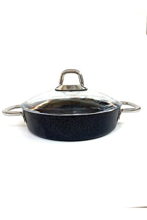 Çelik Kulplu Titanyum Granit Basık Karnıyarık Pilav Tenceresi 26 Cm