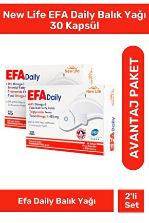 Newlife Efa Daily 30 Kapsül Balık Yağı 2 Kutu