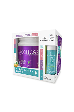 Double Beauty Ananas Aromalı Kolajen 300g+Suda Beauty- All Day Care Yüz Kremi 50ml