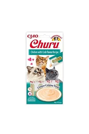 Ciao Churu Cream Tavuklu ve Yengeçli Sıvı Kedi Ödül Maması 14 Gr 4 Adet