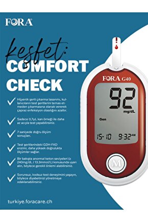 G40 Şeker Ölçüm Cihazı Ve Strip 50li X 1 Kutu (GDF-FAD TEKNOLOJİSİ)