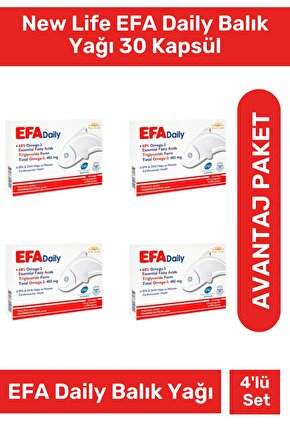 Efa Daily Balık Yağı 30 Kapsül 4lü Paket