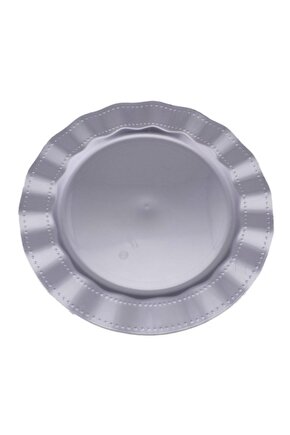 Plastik Tabak Sert Lüks 26cm (6 Adet) Renk Gümüş
