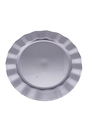 Plastik Tabak Sert Lüks 18cm (6 Adet) Renk Gümüş