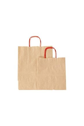 Burgu Saplı Kraft Çanta - Kraft Poşet 1000 Adet, 32 Cm X 12 Cm X 41 Cm