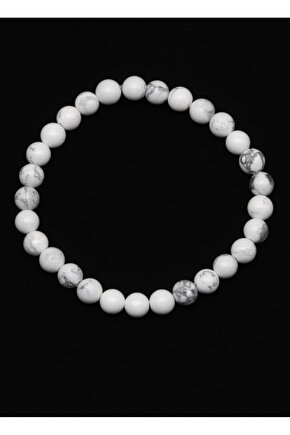 Gerçek Havlit Doğal Taş 6 mm Bileklik 18 Cm