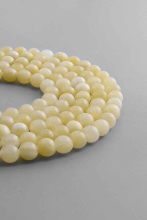 Kalsit Doğal Taş Parlak Sarı Küre Kesim 8mm Dizi [aa]