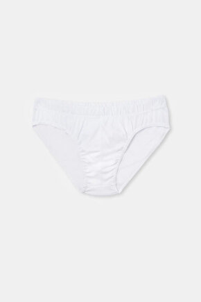 Beyaz Penye 2li Pamuklu Slip Külot