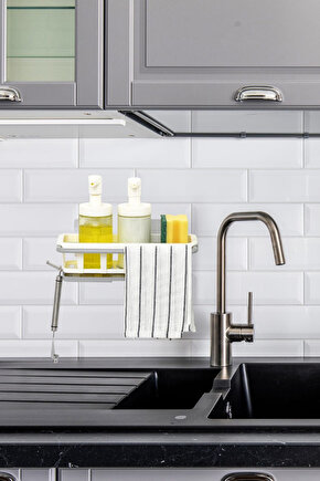 Yapışkanlı Su Geçirmez Duvar Tipi Banyo ve Mutfak Rafı - Havluluk Askılı Düzenleyici