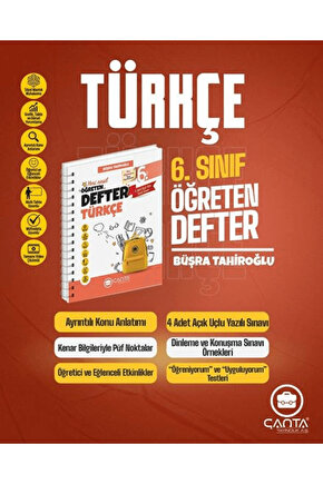6. Sınıf Türkçe Okula Yardımcı Öğreten Defter 2025-2026  Kolektif  Çanta Yayınları  9786256137356