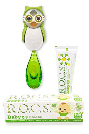 Baby Yeşil Baykuş Bakım Seti (PAPATYA MACUN YEŞİL FIRÇA YEŞİ BAYKUŞ SAKLAMA KABI)