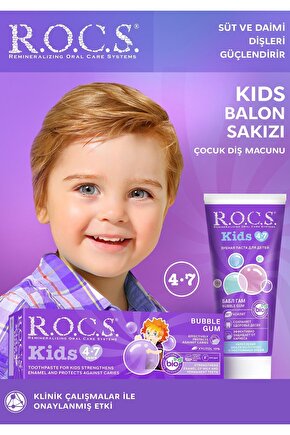 Rocs Kids 4-7 Yaş Diş Macunu Balon Sakızı 45 gr