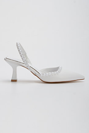 Kadın İncili Zarif Gelin Nişan Düğün Topuklu Ayakkabı