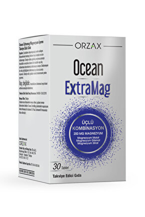 ExtraMag Üçlü Kombinasyon Magnezyum 200 mg Takviye Edici Gıda 30 Tablet