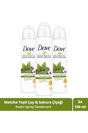 Kadın Sprey Deodorant Canlandırıcı Bakım Matcha Yeşil Çay Ve Sakura Çiçeği 150 ml X3 Adet