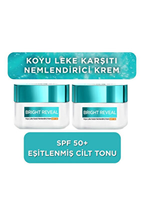 Bright Reveal Koyu Leke Karşıtı, Cilt Tonu Eşitleyici Spf50 Nemlendirici Krem Niasinamid 50ml 2li