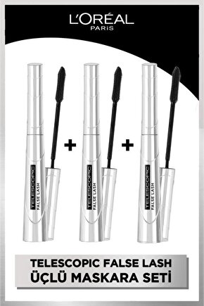 3lü False Lash Telescopic Fiber Maskara Seti