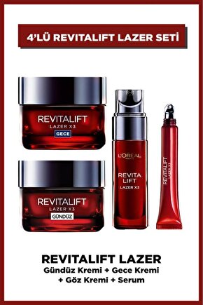 Revitalift Lazer X3 Yoğun Yaşlanma Kırışıklık Karşıtı 4lü Cilt Bakım Seti