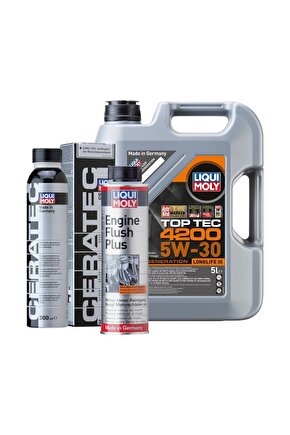 Liquimoly Set-1 Toptec4200 5lmotor Yağı(5W-30) Ceratec Seamik Katkı300 ml Motorıçi Temizleyici300 ml