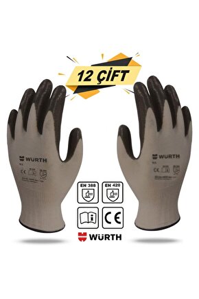 Würth Nitril Kaplama Sanayi Iş Usta Eldiveni Teknisyen Mekanikçi Koruyucu Eldiven No:10xl (12 ÇİFT)
