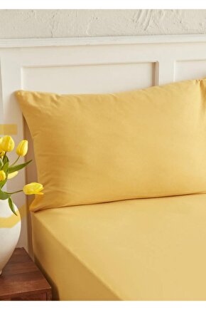 %100 Cotton (PAMUK) Sarı100x200 30 Cm Fitted (LASTİKLİ) Tek Kişilik Çarşaf Bed Sheet