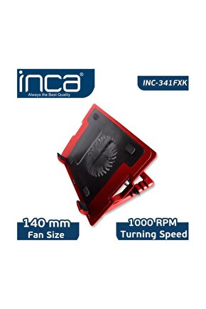 Inc-341fxk Kırmızı Ergonomik Sessiz Usb Notebook Soğutucu