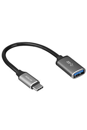 HY-XO22 Gümüş USB F to Type C M 10cm kablolu Metal Gövdeli OTG Çevirici