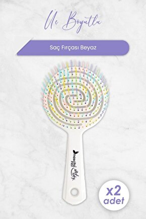 Üç Boyutlu Saç Fırçası Beyaz x 2 Adet