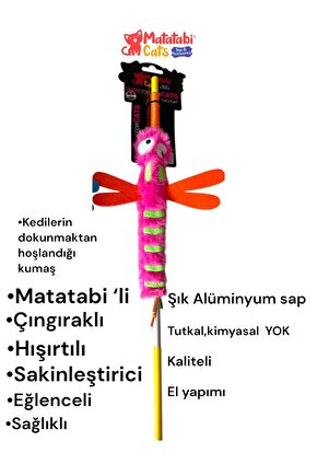 Matatabi Cats YUSUFÇUK Al. saplı kedi oltası(Matatabi,çıngırak ve özel hışırtı içerir.özel kumaş)