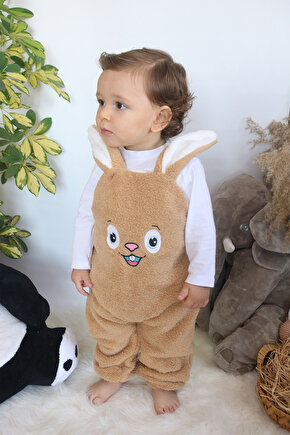 Welsoft Peluş Unisex Fermuarlı Kışlık Bebek Uyku Tulumu Bebek Tulumu Çocuk Tulumu Çocuk Kostümü TLMS