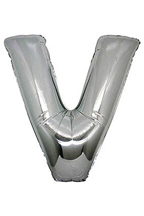 V Harf Silver Folyo Balon Harfli Helyum Balon 100 Cm Dev Boy