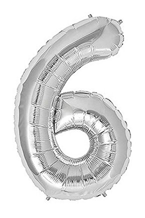 6 Rakam Silver Folyo Balon Sayılı Balon 100 Cm Dev Boy