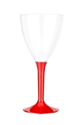 Kırmızı Renk 10 Adet Plastik Şarap Kadehi Bardak