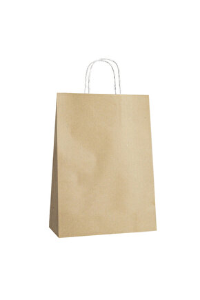 31x12x41 Büküm Saplı Poşet -Kraft-25 Lİ