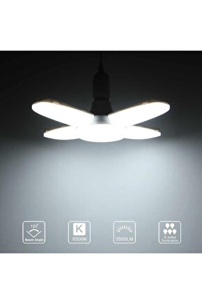 50 Watt - 5.000 Lumen 4 Kollu Katlanır Pervane Led Ampül-tasarruflu(DÖNMEZ!)