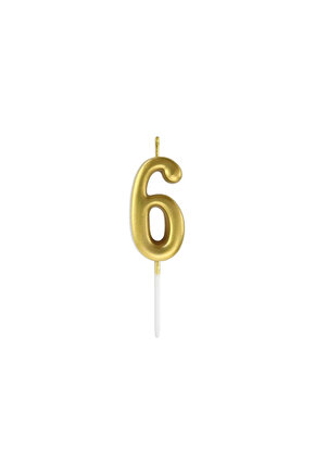 6 Yaş Gold Rakam Mum Altın Renk Doğum Günü Pasta Mumu Yaş Mumu 12 Cm