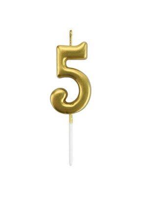 5 Yaş Rakam Mum Gold ve Gümüş Renk Seçenekli Doğum Günü Pasta Mumu