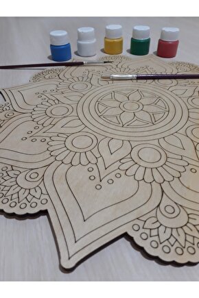 Hediyeli Ahşap Mandala Boyama Seti