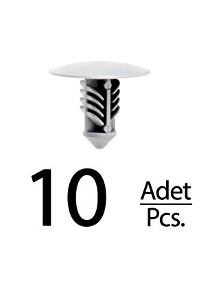 Renault Megane, Nissan için Kaput Keçe Klipsi- Gri- 10 Adet