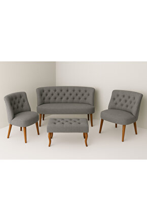 Kutay Çay Seti Koltuk Takımı - Gri Keten