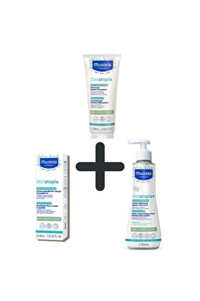 Stelatopia Bakım Seti: Lipid Replenishing Cream 300 ml Emollient Face Cream Yüz Kremi 40 ml
