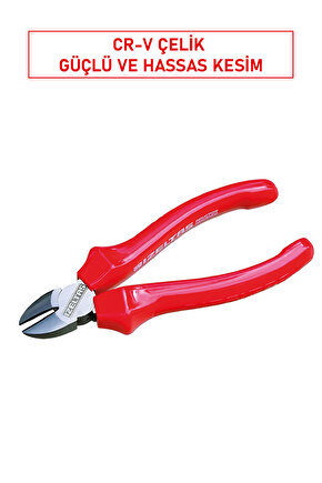 180 mm Yan Keski Opak | Cr-V Çelik, Güçlü Kesim, Ergonomik Kaymaz Sap