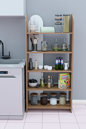 5 Raflı Modern Mutfak Rafı Gıda Saklama Düzenleyici Çok Amaçlı Raf Ünitesi Kiler Dolabı Organizer