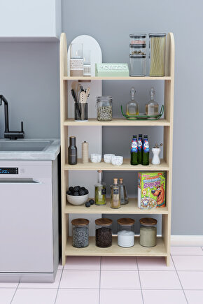 5 Raflı Modern Mutfak Rafı Gıda Saklama Düzenleyici Çok Amaçlı Raf Ünitesi Kiler Dolabı Organizer